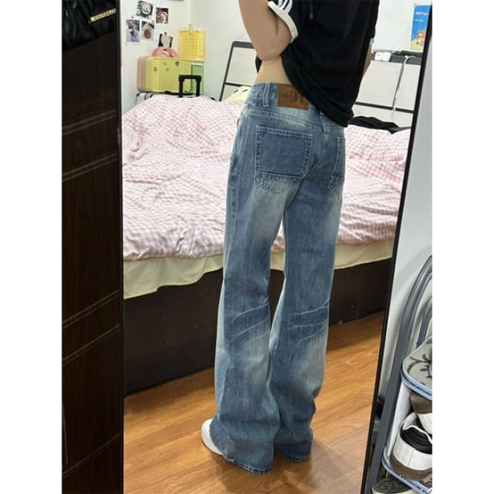 Low Waist Washed Wide Leg Jeans (Various Designs) - Normal