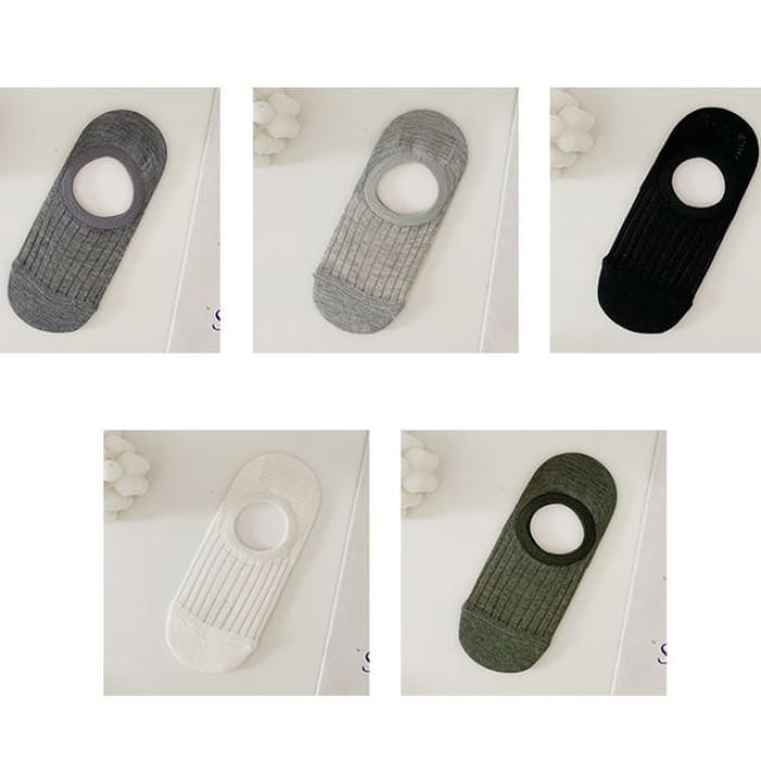 Plain Ribbed - Set of 5 Pairs - Dark Gray & Light Black