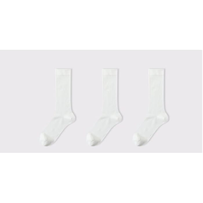 Plain Socks Set - of 3 Pairs - Milky White / One Size