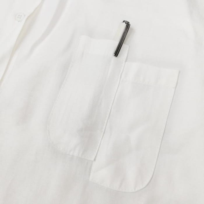 Pure Color Irregular Pocket Shirt - White / One Size