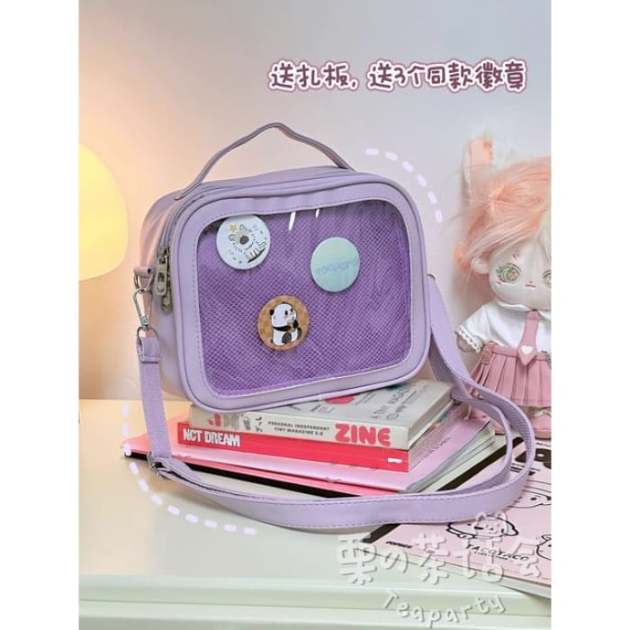 PVC Panel Crossbody Bag / Charm / Set - Without - Purple