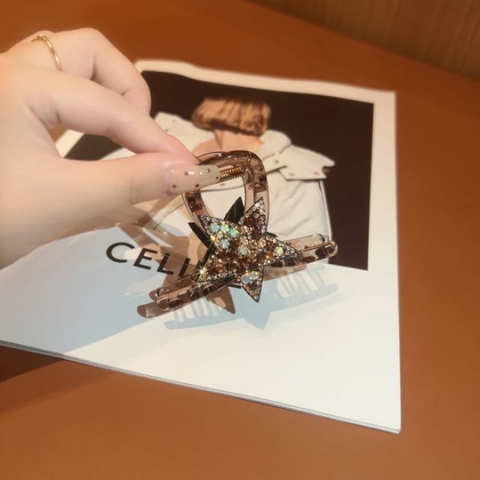 Rhinestone Star Hair Claw - 06 - Champagne / S