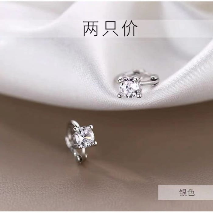 Rhinestone Sterling Silver Earring - 1 Pair - One Size