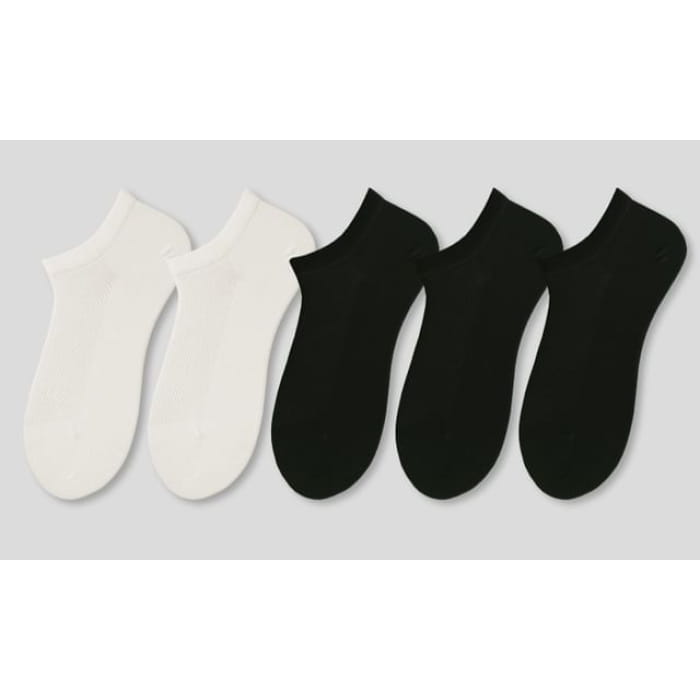 Set of 5 Pairs: Plain Perforated Ankle Socks - Women