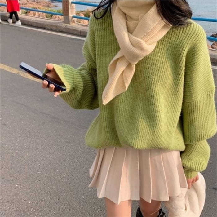 Soft-Knit Oversized Sweater in 6 Colors - Yellow Green