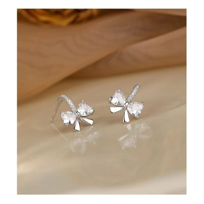 Sterling Silver CZ Bow Hoop Earring