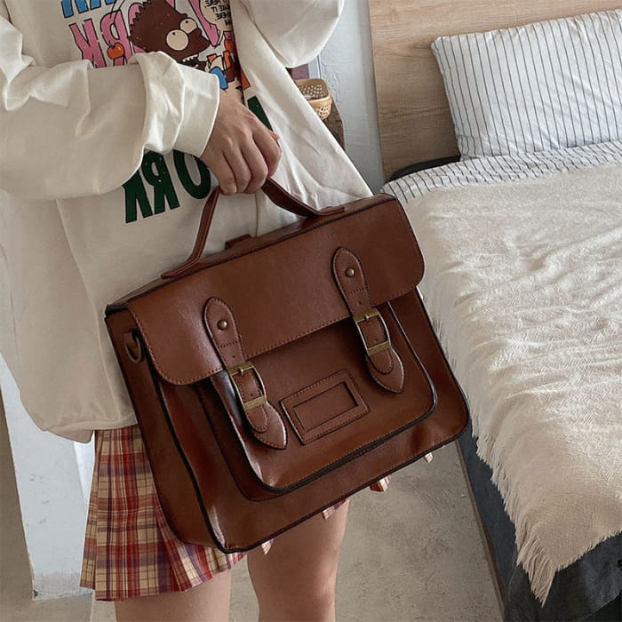 Vintage PU JK Backpack Crossboby Bag - Brown / One Size