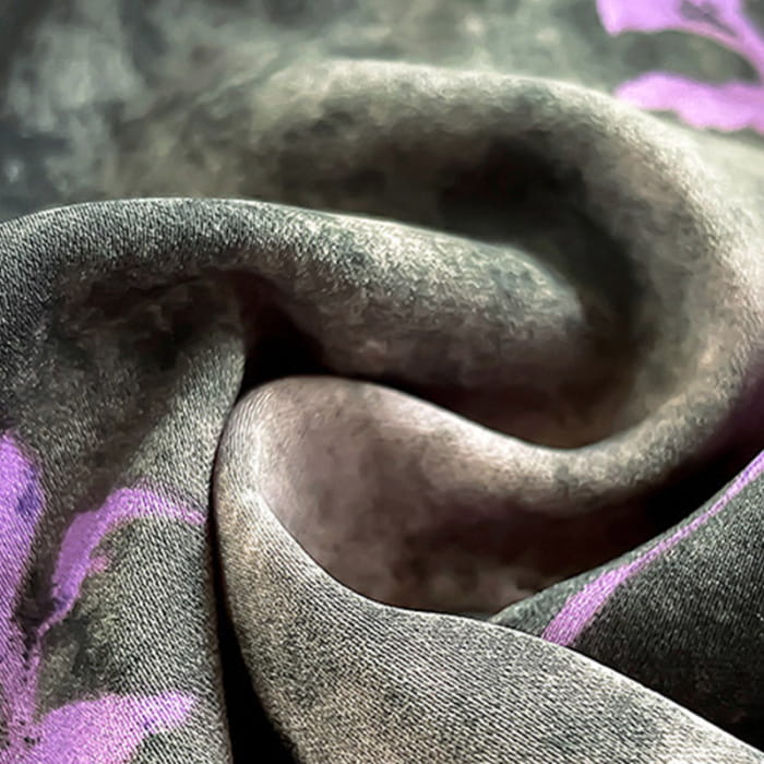 Vintage Purple Flowers Print Long Sleeve Shirt - Black