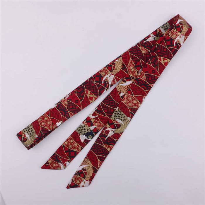 Vintage Red Lace Up Hanfu Hairband - Color J