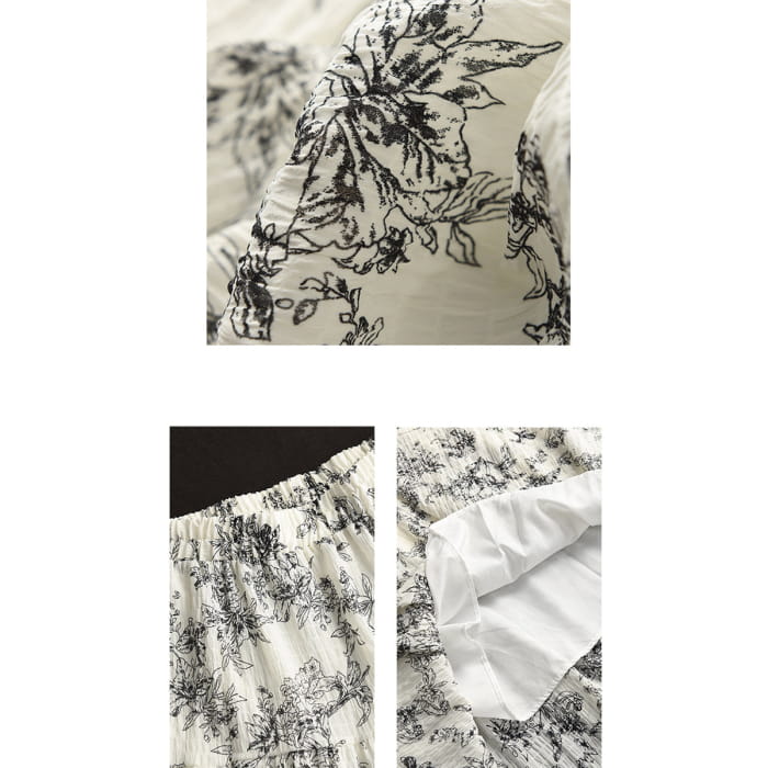 Women Summer Vintage Floral Cotton Loose Skirt BN1017