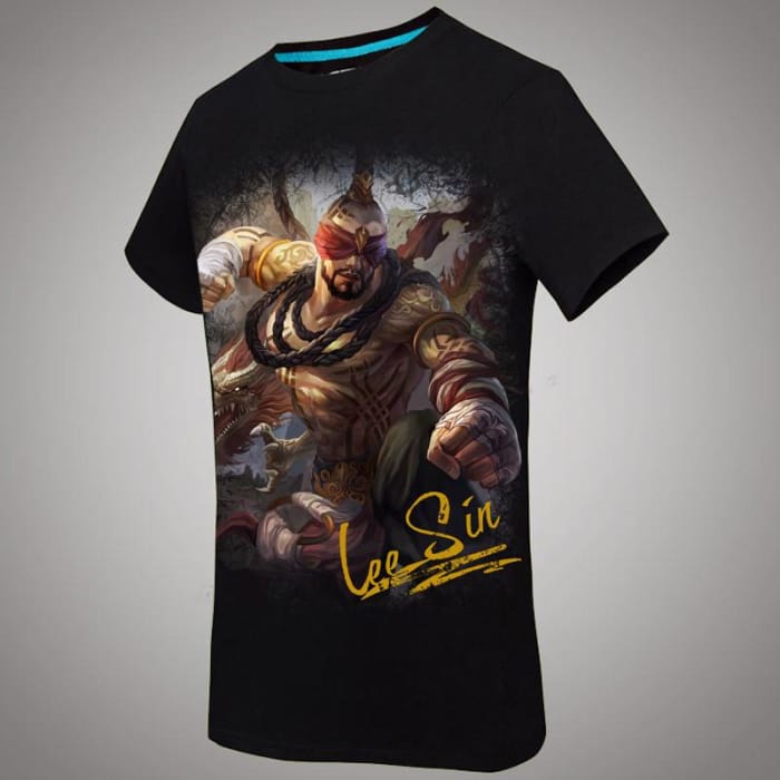 S-2XL Black LOL Lee Sin Printing T-shirt CP165300 - Cospicky