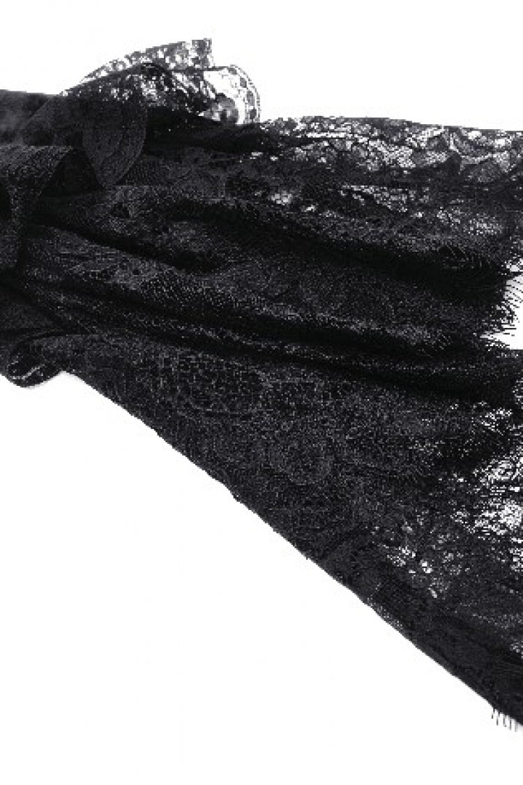 Off Shoulder Lace Long Trumpet Sleeves Lace-Up Gothic Bodycon Dress