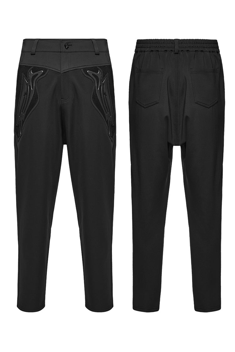 Raven Punk Trousers with Rivet Trims and Leather Panels