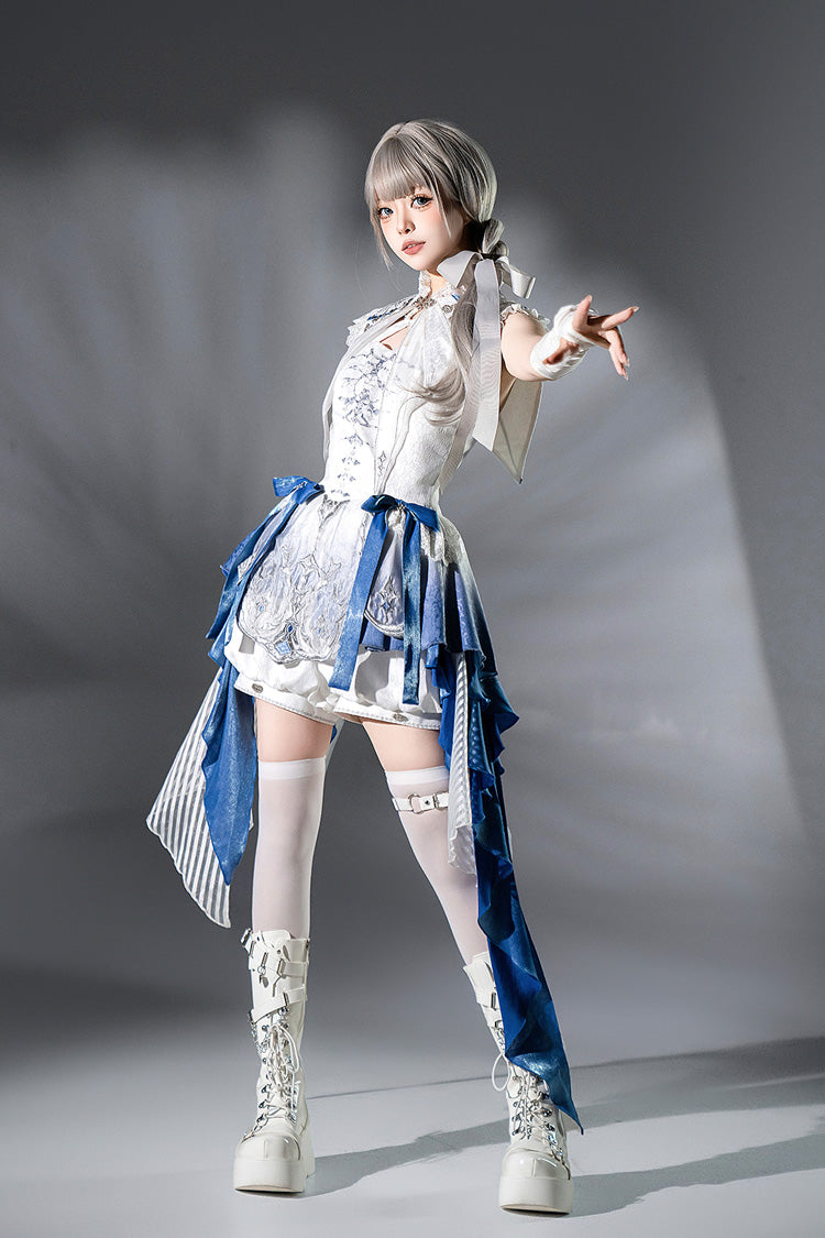 Ivory Prince Shorts with Chinese Style Ruffles - Dragon Bones