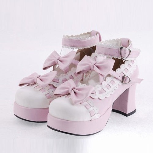 Blush Round Strap High-Heel Lolita Shoes