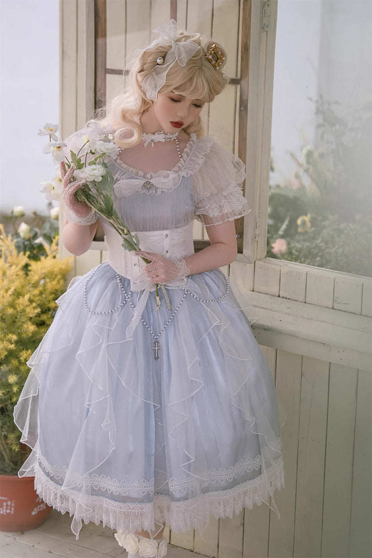 Cerulean Mermaid Teardrop Short-Sleeve Bowknot Sweet Princess Lolita Dress