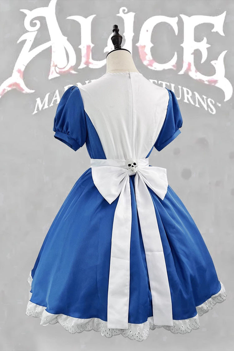 Cerulean and Ivory Ruffled Sleeve Sweet Lolita Full Ensemble - Alice Madness Returns Tribute