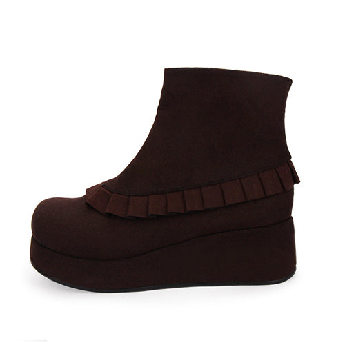Ruffle College Style Round-Toe Platform Boots for Lolita