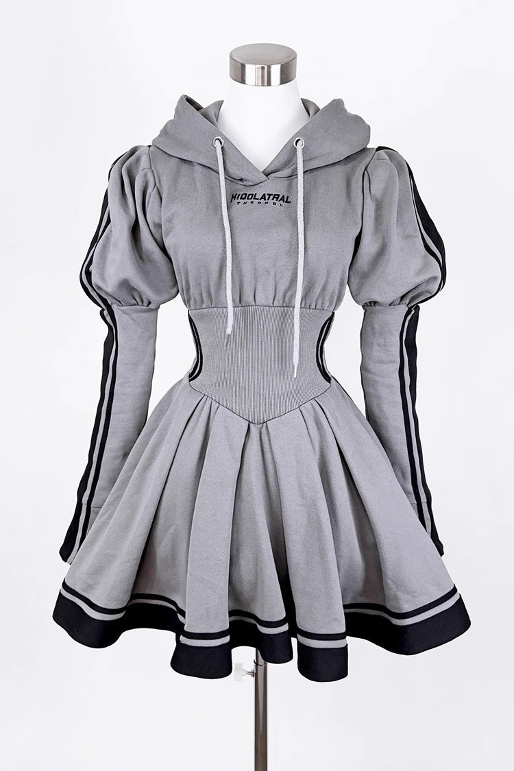 Punk Knit Midi Dress with Ribbon Accents - Jirai Kei