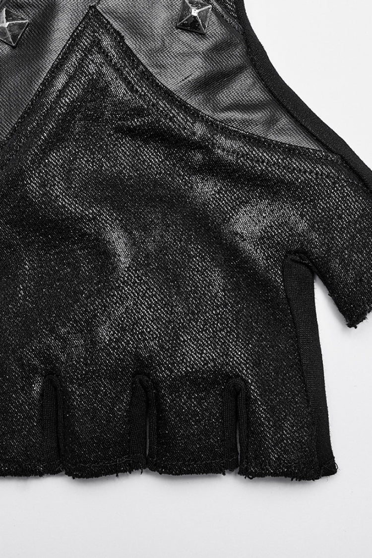 Steampunk Lace-Up Gloves with Rivet Print for Men in 2 Tones
