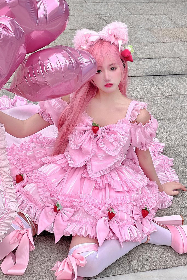 Rose Strawberry Enchantress Party Theme Cute Sweet Princess Lolita Strapless Gown