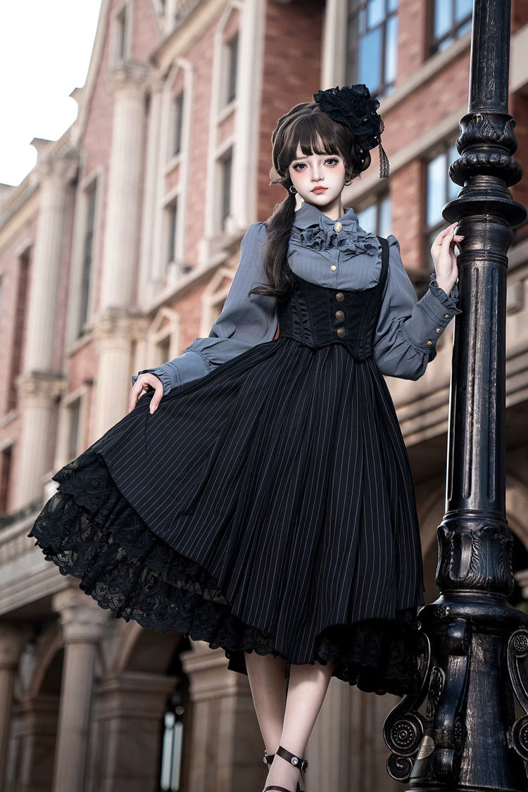 Printed Embroidered Bustier Jsk Dress - Dreamlike Realm