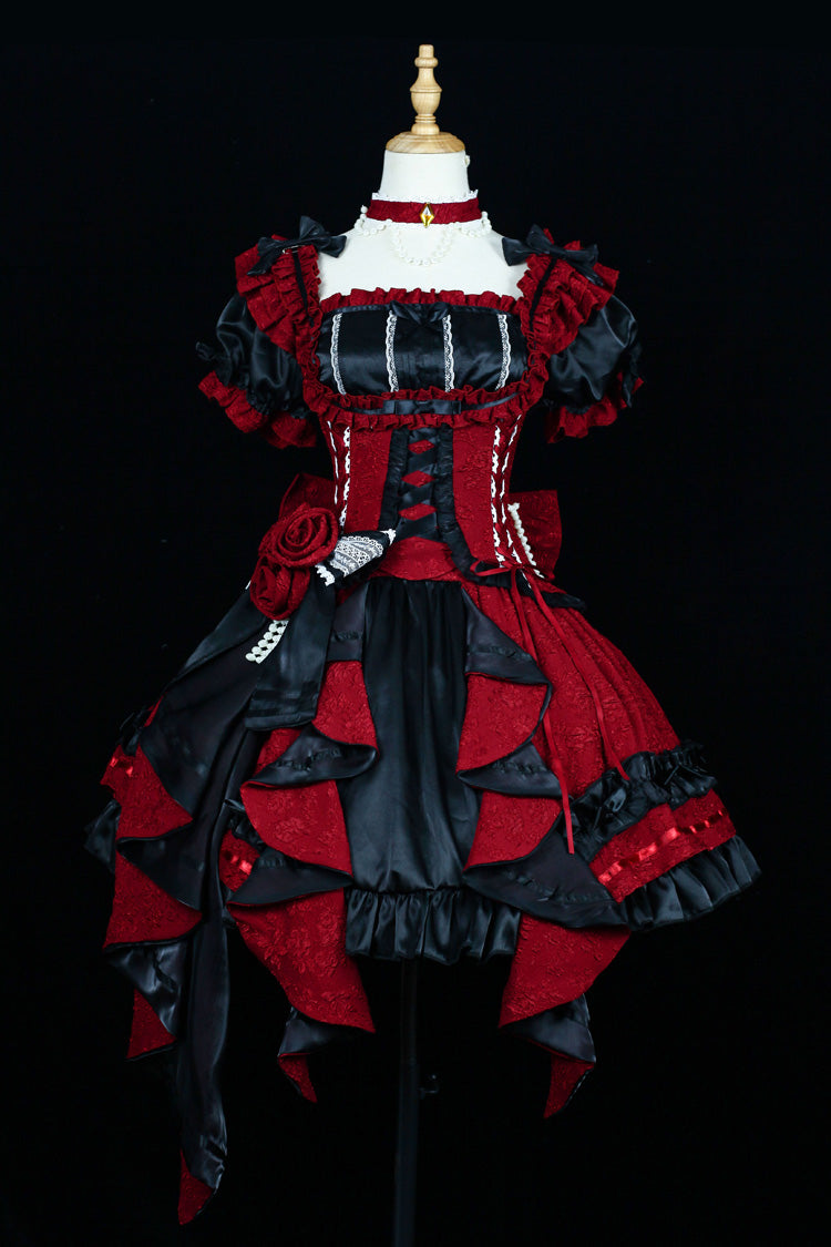 Square Collar Ruffle Cardigan Bowknot Lace Elegant Skirt Set - Spring Overture