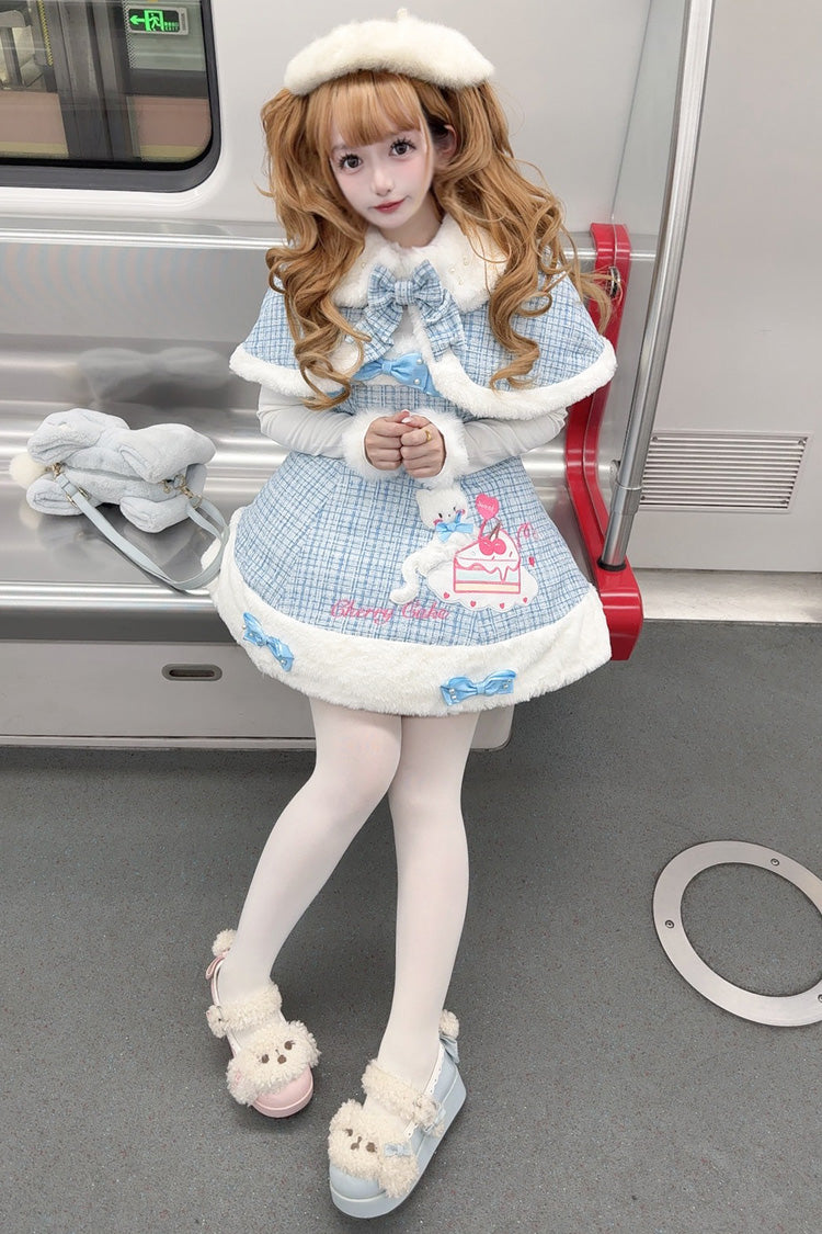 Blue Embroidered Bow Sweet Lolita JSK Dress