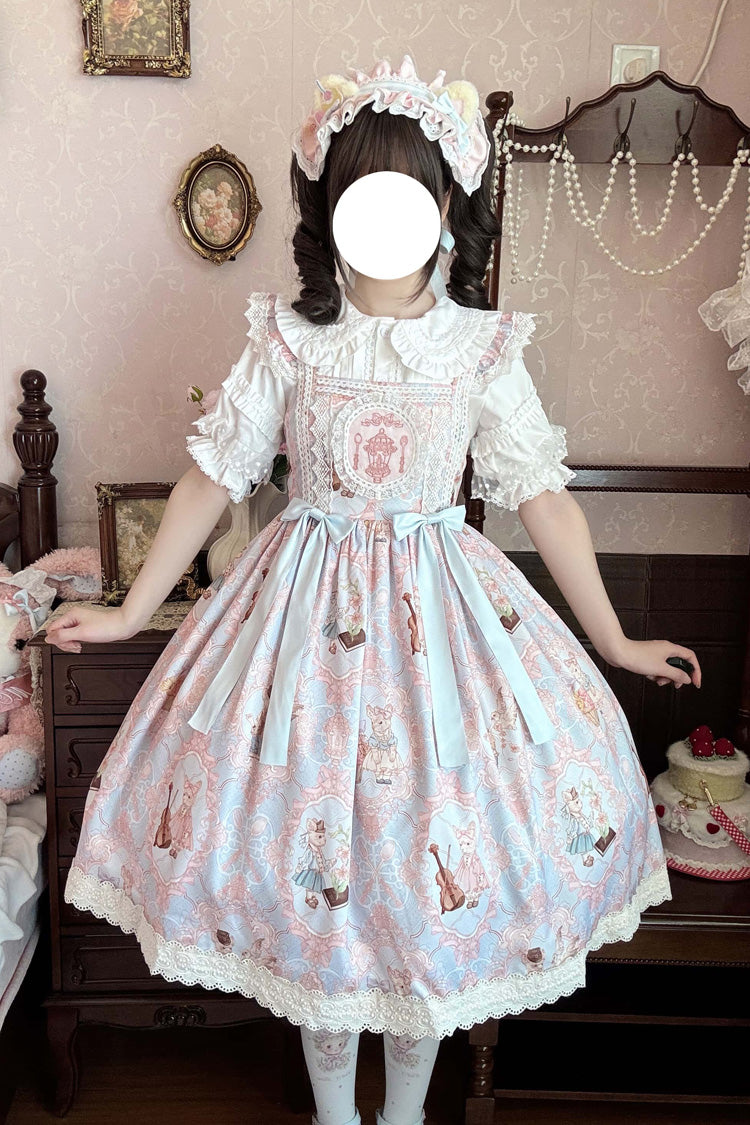 Sleeveless Printed Ruffled Embroidered Sweet Lolita JSK