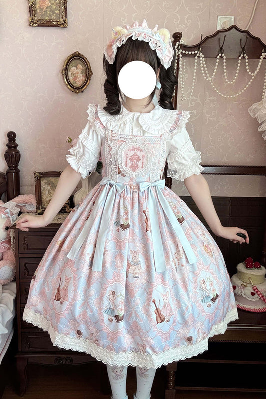 Sleeveless Printed Ruffled Embroidered Sweet Lolita JSK