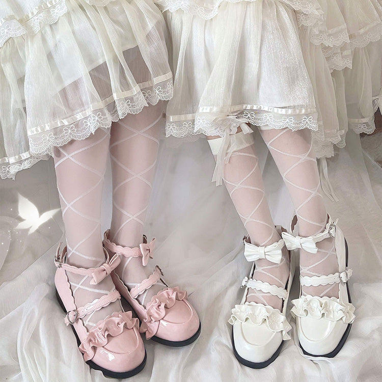 Ruffled Bowknot Mary Janes - Kawaii Lolita Shoes