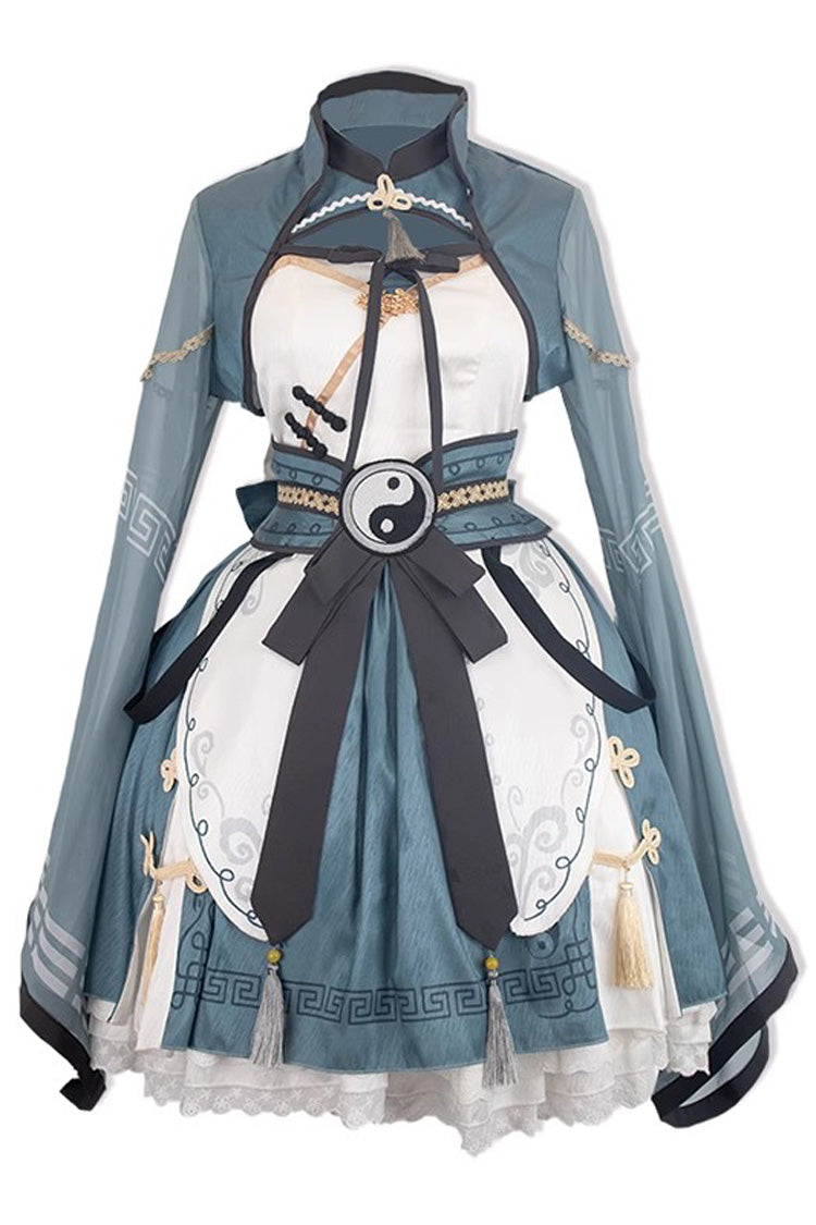 Multi Print Taoist Priest Motif Ruffle Sweet Chinese Lolita JSK