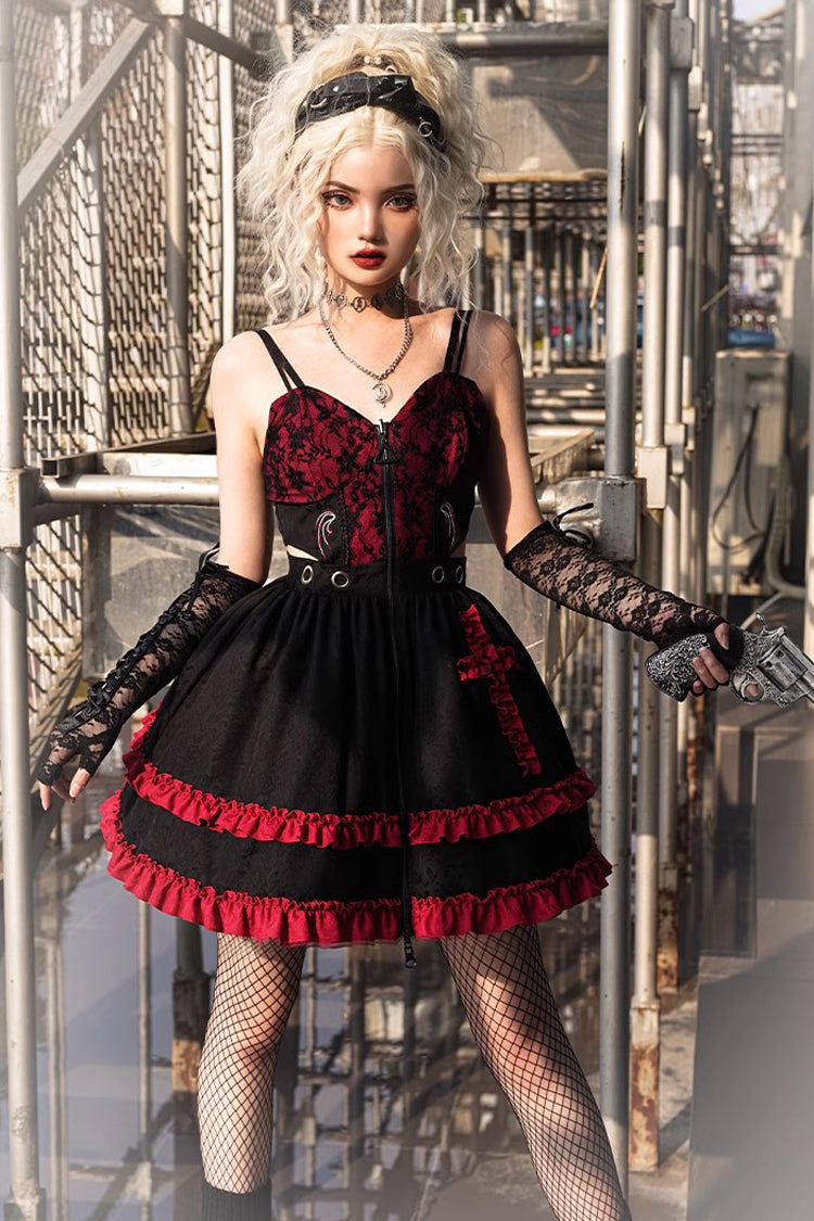 Judgment Day Crimson Cross Ruffle Lolita Jumper Dress