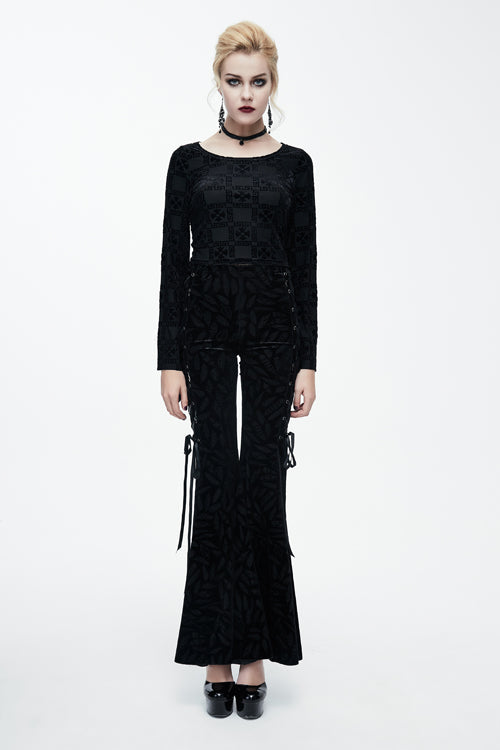 Velvet Tee with Horn Sleeves and Comfortable Fit