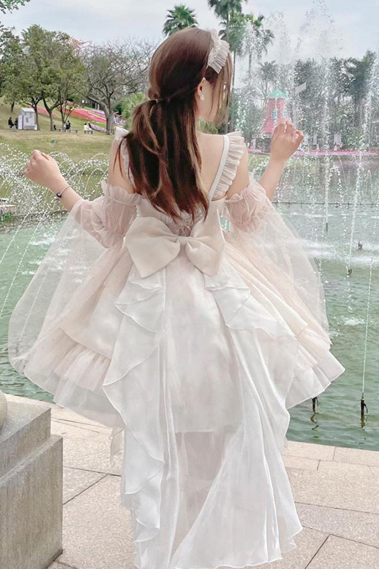 Elegant Apricot Moon Goddess Song Layered Ruffle Lace-Up Lolita JSK Gown