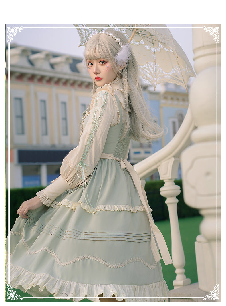 Green Cardigan Bow Sweet Lolita JSK