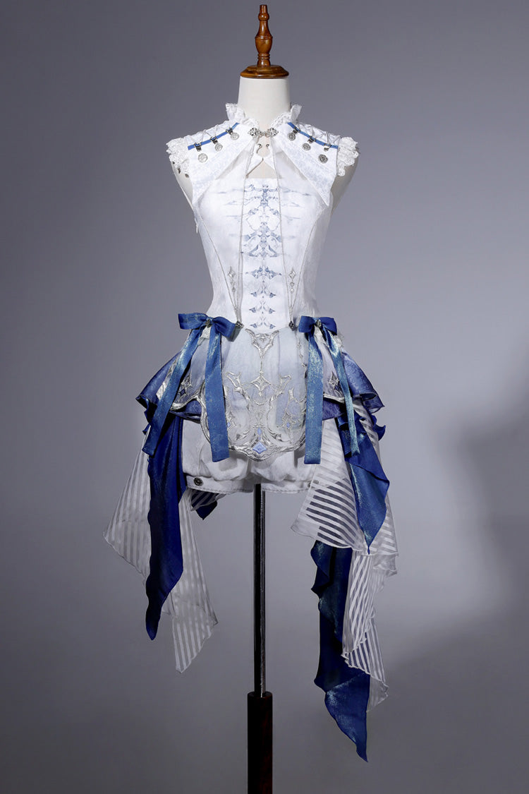 Ivory Prince Shorts with Chinese Style Ruffles - Dragon Bones