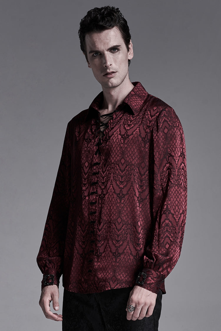 Gothic Men's Shirt with Eyelets and Metal Cuffs