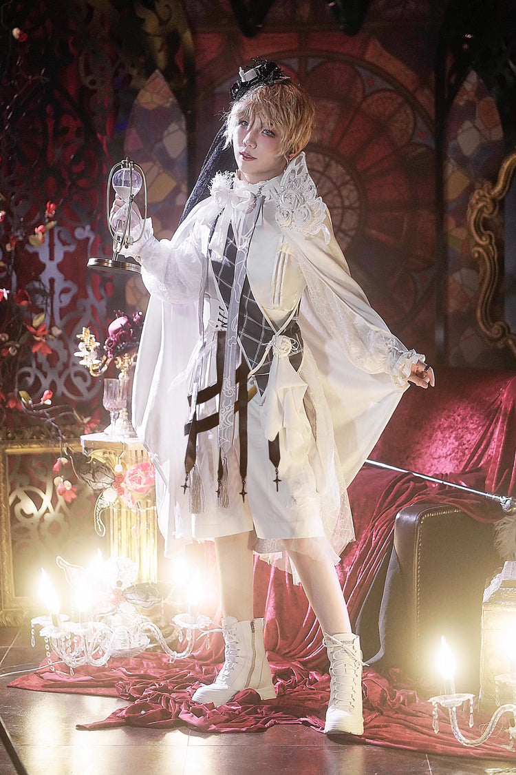 Ouji Lolita Ensemble Featuring Candlestick and Gemini Print in 3 Tones