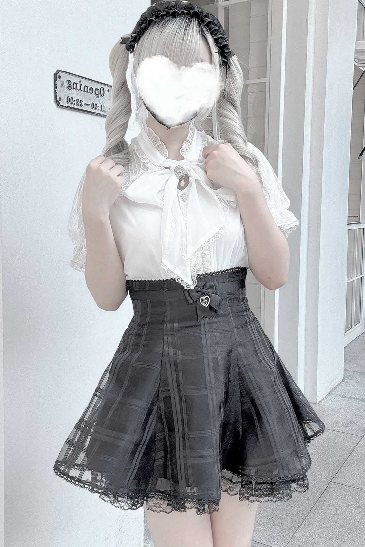 Light Snow Plaid Bow Sweet Jirai Kei Skirt - 3 Colors