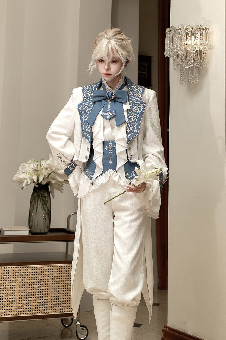 Ivory Moonlit Paladin Prince Ruffle Embroidery Bow Classic Ouji Set