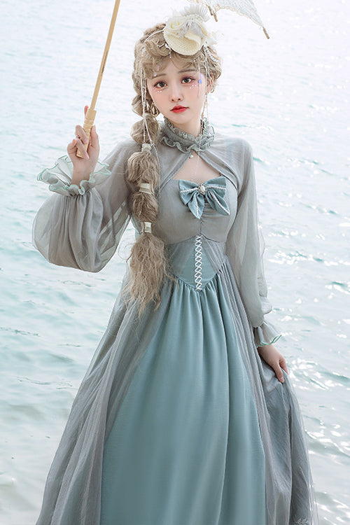 Green Chiffon High-Waist Classic OP Dress