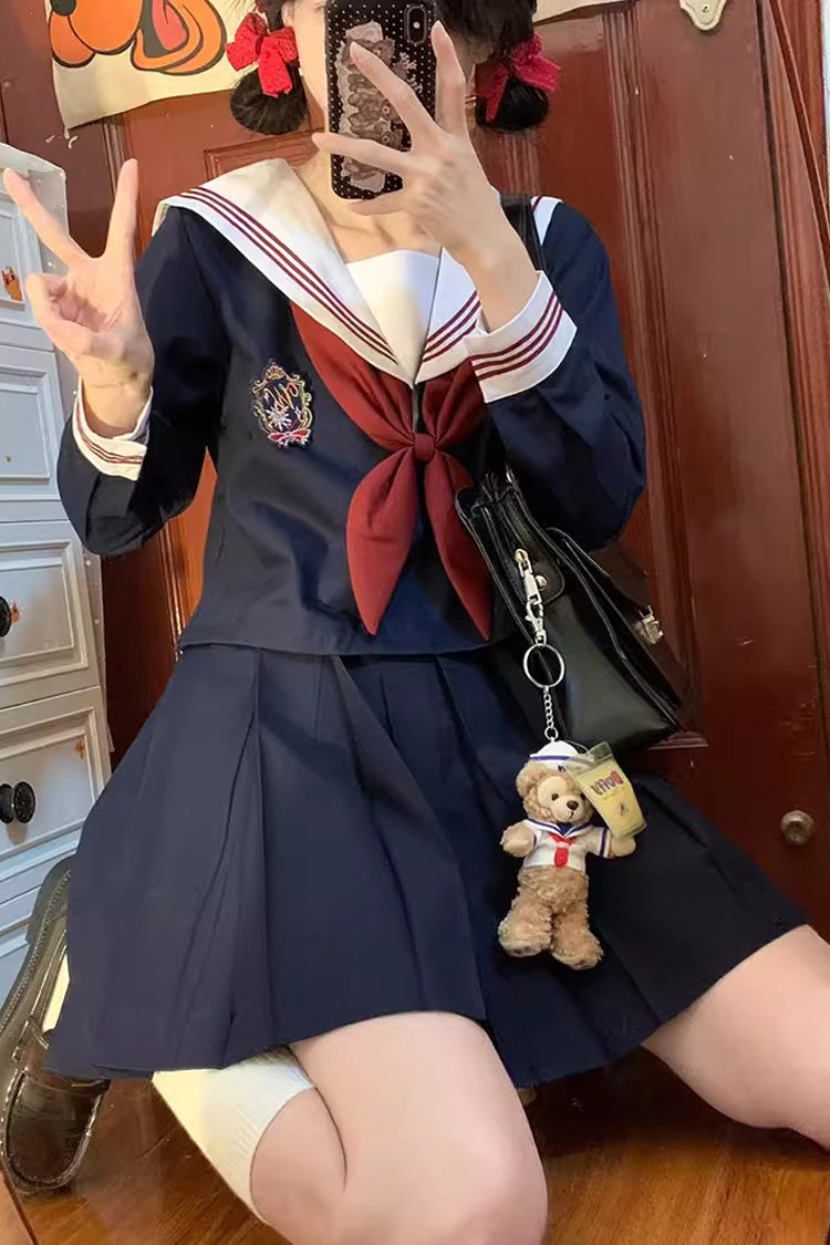 Cerulean Sailor School Outfit with Bowknot and Snowflake Motif