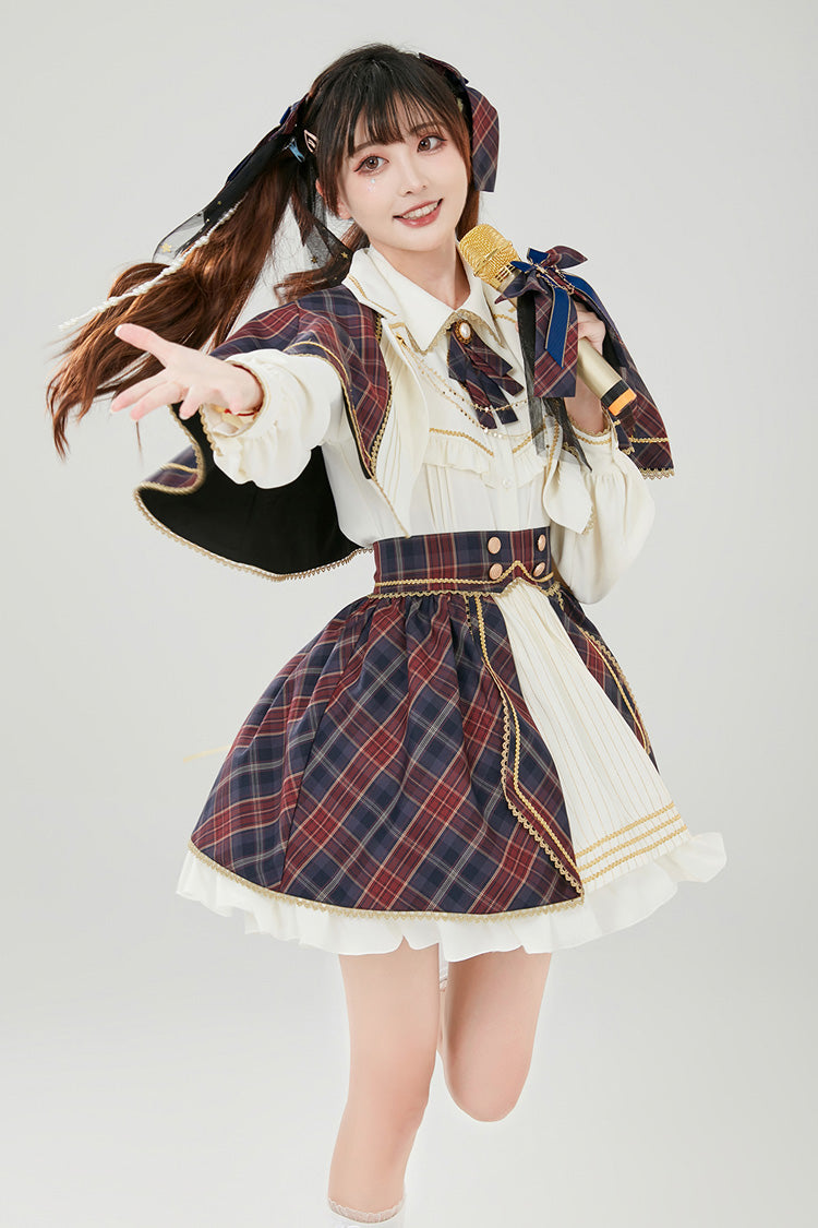Multi-Color Plaid Ruffle Sweet Lolita Skirt with Idol Style