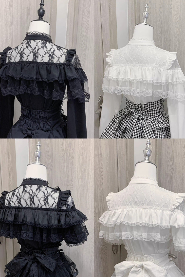 Sweet Ruffle Bowknot Lace Jirai Kei Japanese Blouse - 2 Colors