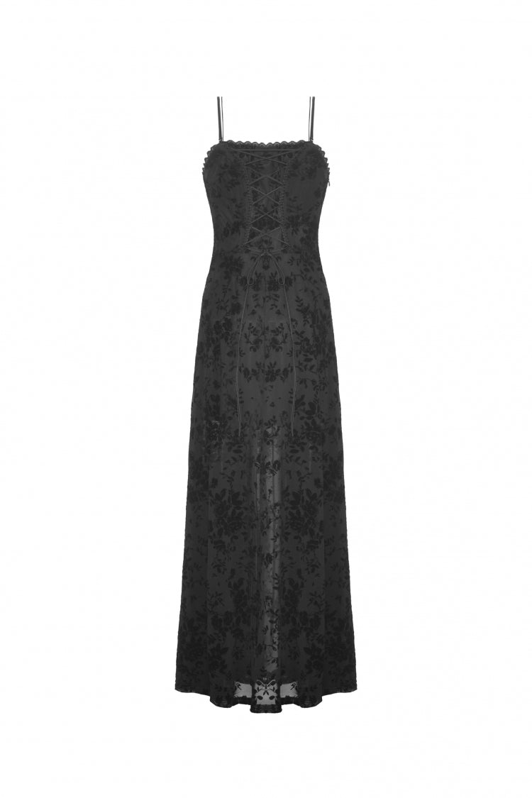 Sleeveless Lace Gothic Maxi Rose Slip Dress