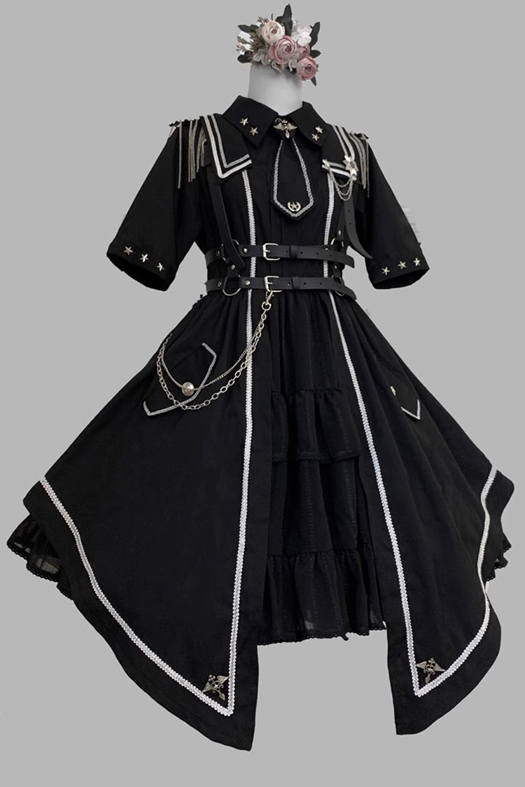 Black Sunset Universe Short Sleeve Cardigan Lace Gothic Military Handsome Dress
