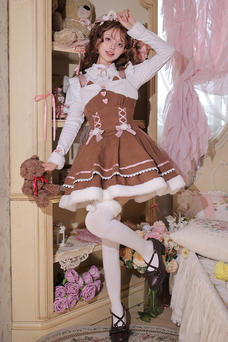 Double-Layered Bowknot Sweet Lolita JSK for Cool Weather - Star Who Meow