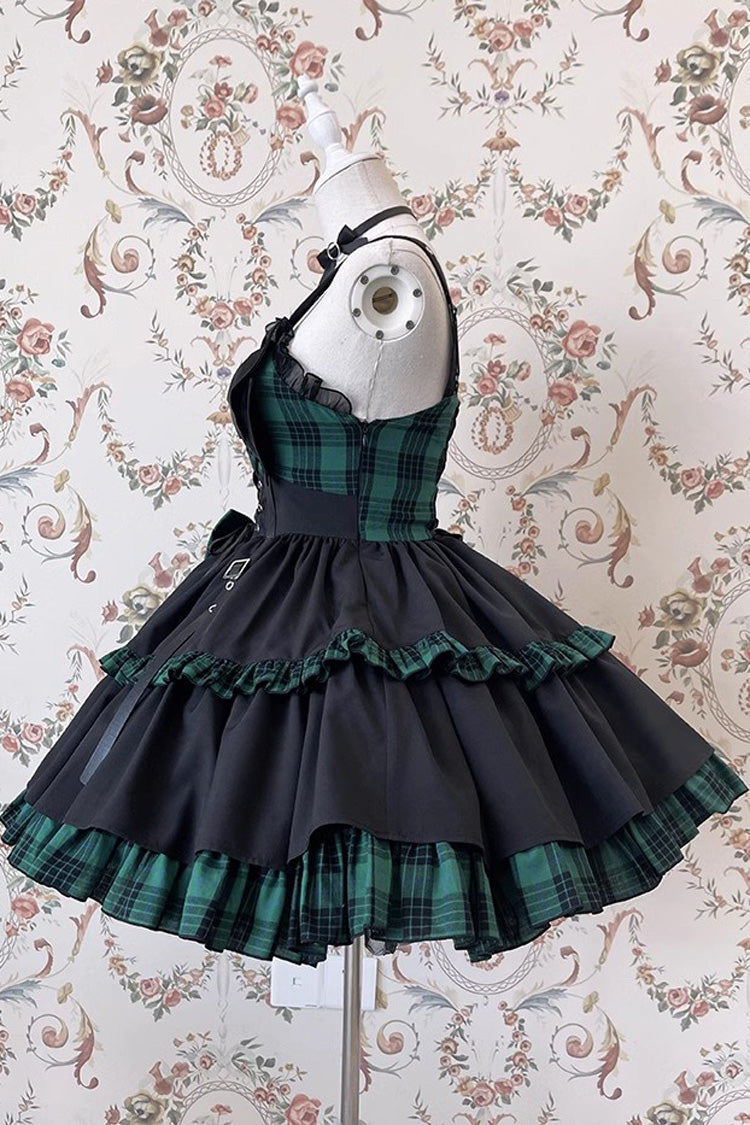 Multi-Layer Ruffle Bowknot Sleeveless JSK Dress - Gothic