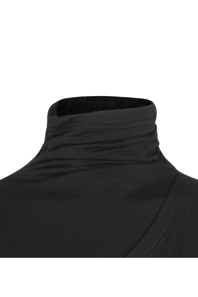 Cashmere Knit Cross Fold Tie High Collar Pleated Punk Dress